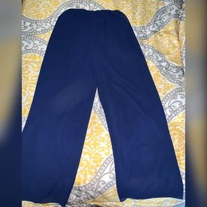Chiffon layered royal blue dress pants